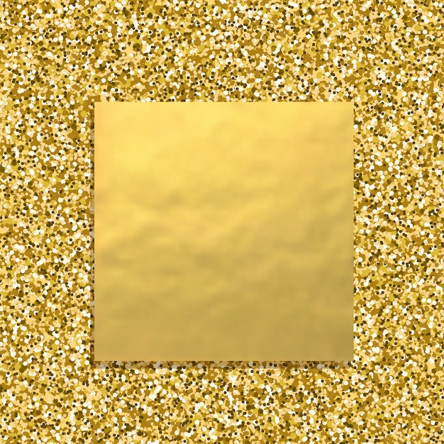 正方形のゴールドバナー 輝くほこりテクスチャとキラキラ黄金背景 プレミアムベクター