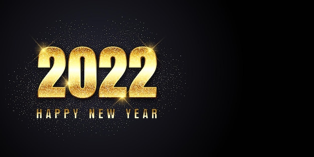Free Vector | Glittery happy new year banner with metallic gold lettering