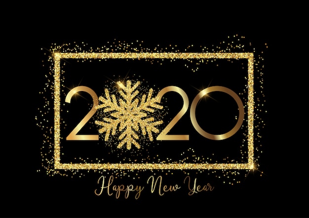 Glittery snowflake happy new year background Free Vector