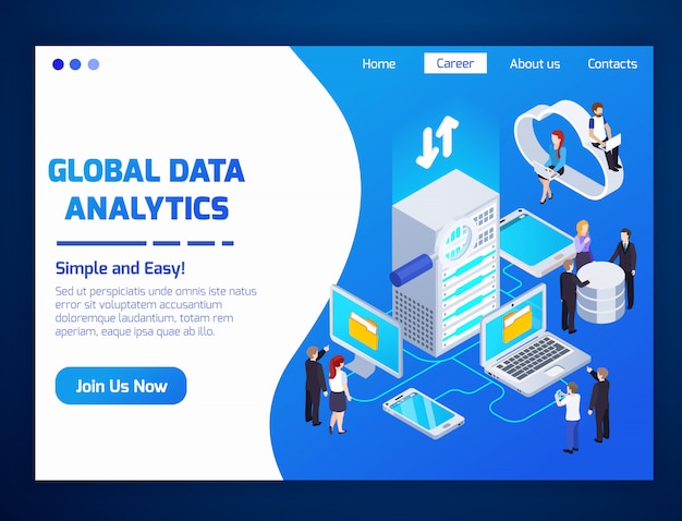 Global data analytics landing page | Free Vector