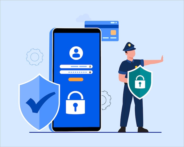 Global data security, personal data security, cyber data security online concept illustration, internet security or information privacy & protection. Free Vector