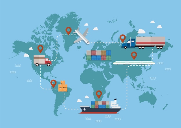 Premium Vector | Global logistics network