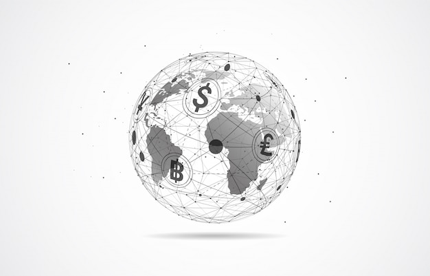 Global network connection. currency coin. money transfer Premium Vector