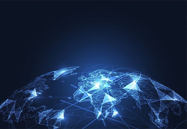 Global network connection, world map point Premium Vector