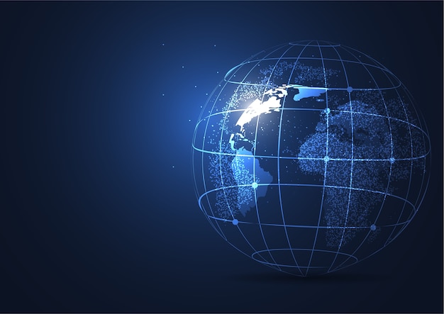 Global network connection. world map point Premium Vector