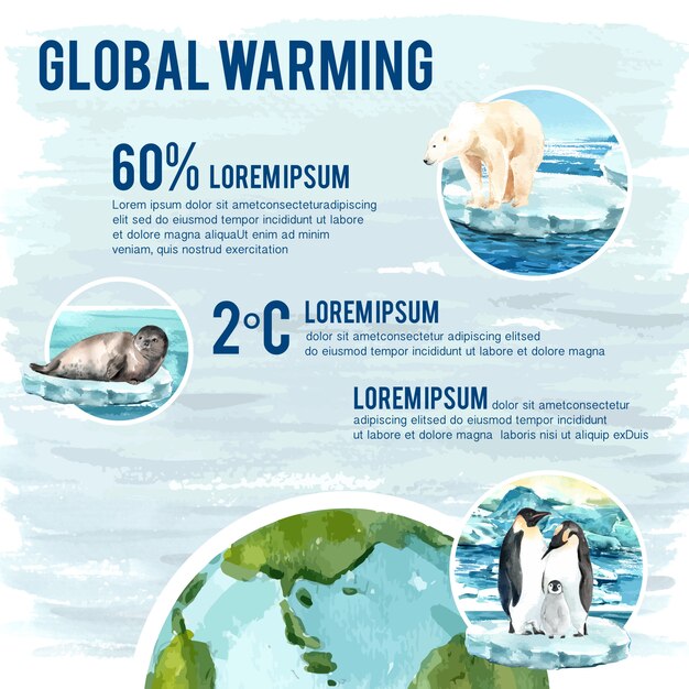 Global warming and pollution, save the world, infographic data statistic present Free Vector