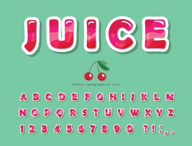 Download Gloss pink summer trendy font. cartoon decorative alphabet. | Premium Vector