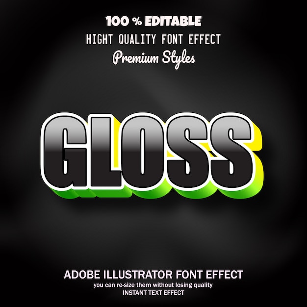 Download Gloss text, editable font effect | Premium Vector
