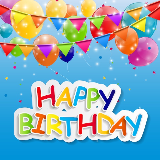 Premium Vector | Glossy balloons birthday greeting card