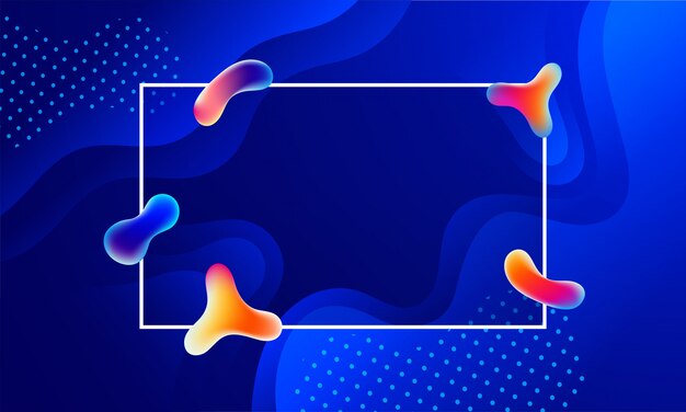Glossy blue fluid art or liquid bubbles abstract background with Premium Vector