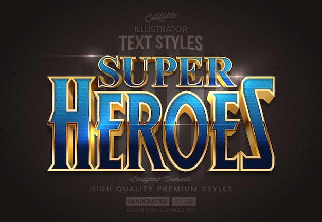 Download Glossy blue & gold text style | Premium Vector
