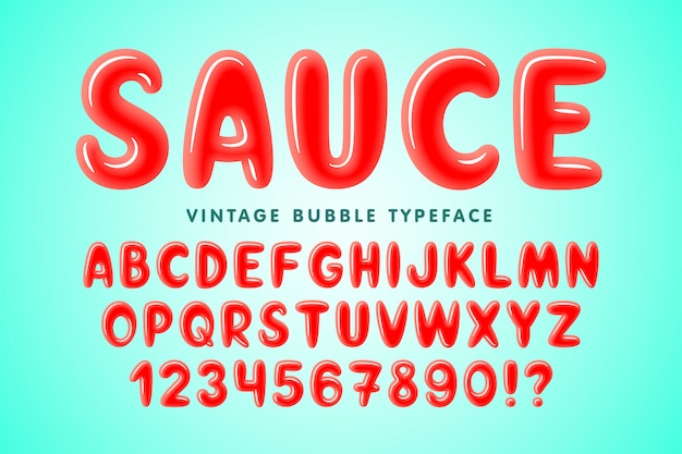 Glossy bubble comical font design | Premium Vector
