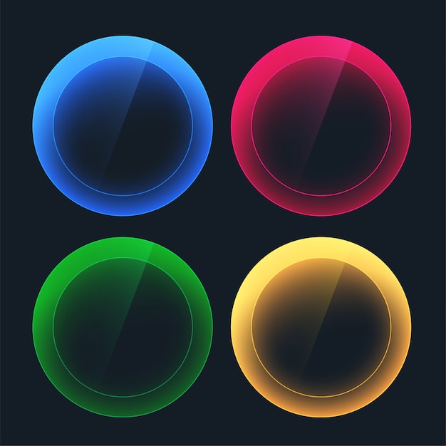 Glossy dark buttons in circular shapes Free Vector
