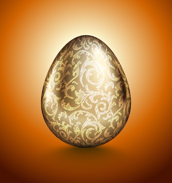 Premium Vector | Glossy realistic golden egg with light handdrawn ...