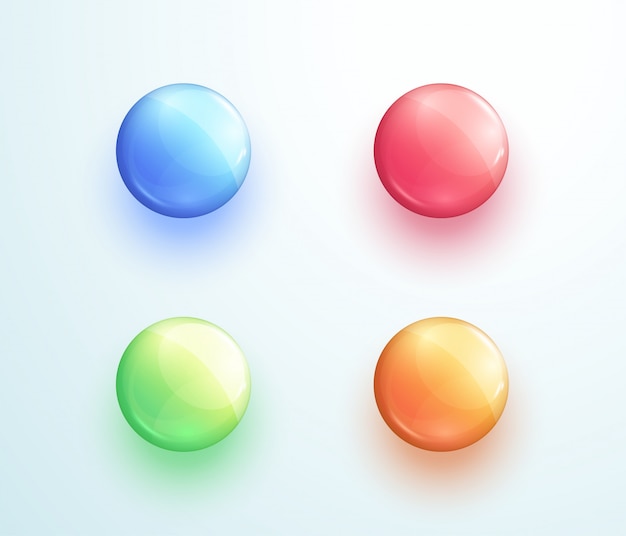 Glossy round button shape vector elements set Premium Vector