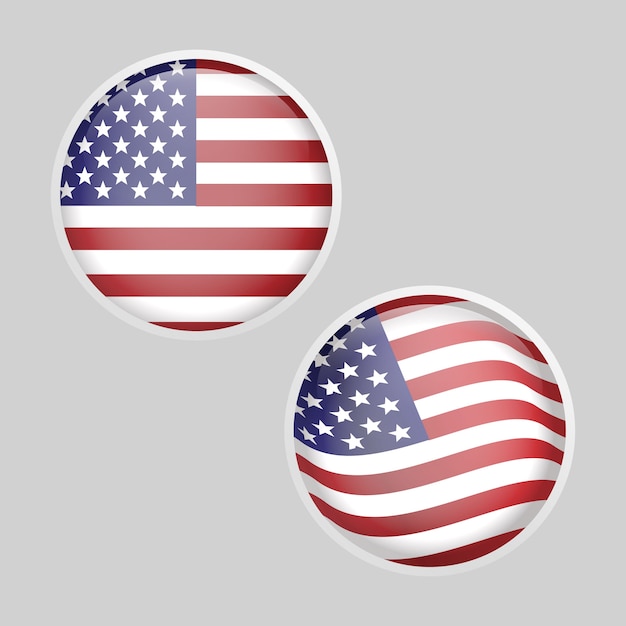 Download Glossy round glass usa america flag set | Premium Vector