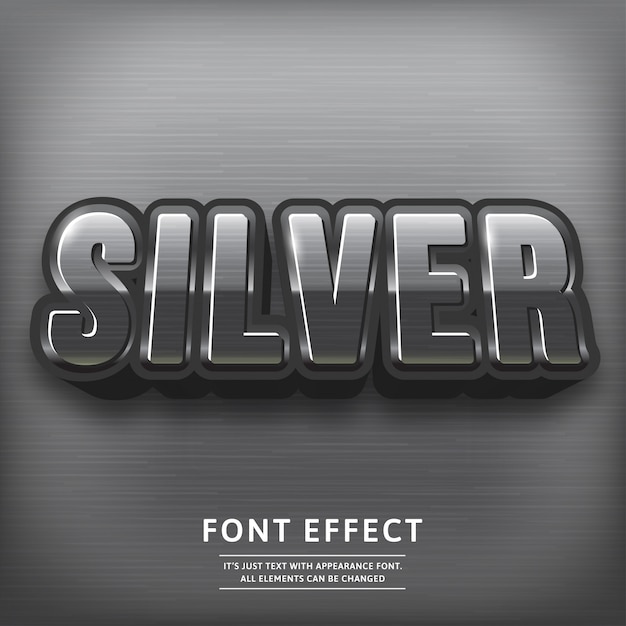 Download Glossy silver 3d title text effect. typography font. Vector | Premium Download