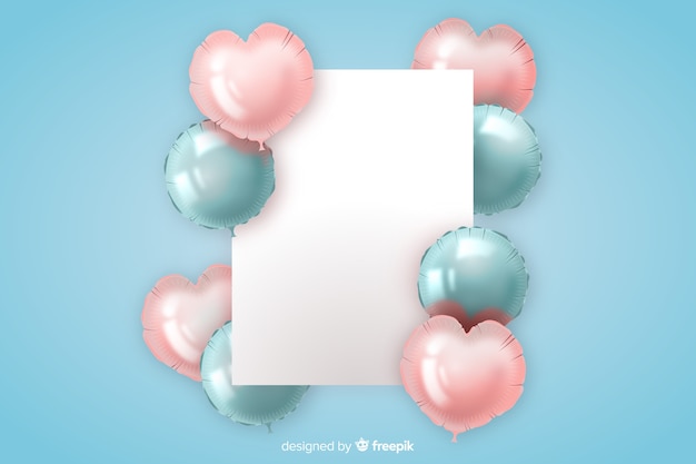 Glossy tridimensional balloon background with blank banner Free Vector