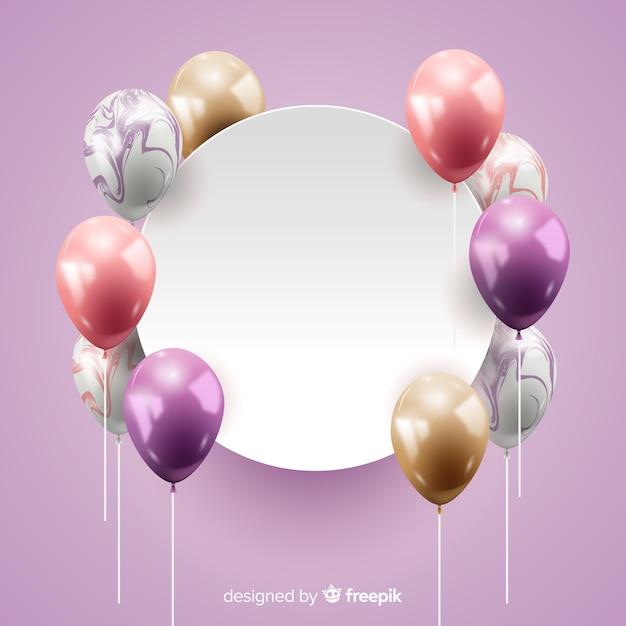 Free Vector Glossy Tridimensional Balloon Background With Blank Banner