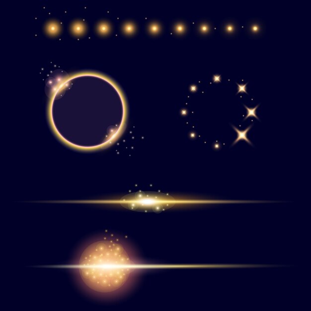 Glow light effect stars bursts with sparkles Premium Vector