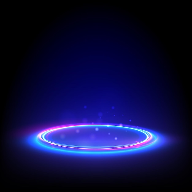 Premium Vector | Glow neon circle. blue glowing ring on floor. abstract ...