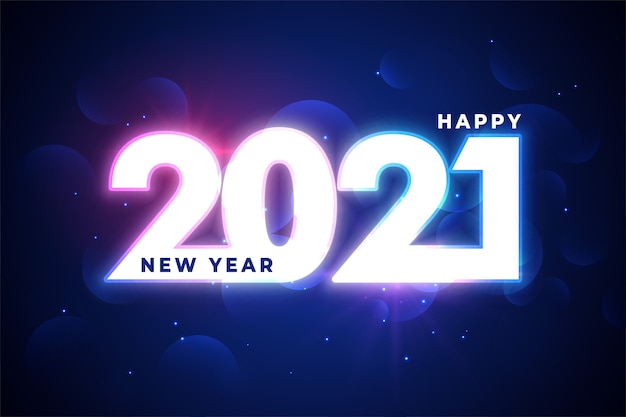 Free Vector | Glowing 2021 happy new year 2021 wishes card