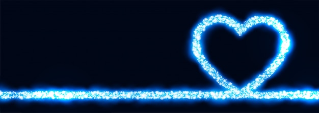 Glowing blue heart made with sparkle banner Vector | Free Download