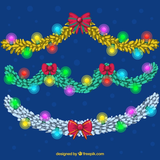 Free Vector | Glowing christmas lights on a dark blue background