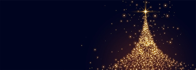 Glowing christmas tree made with sparkles Free Vector