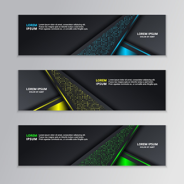 Glowing dark techno banner template Premium Vector