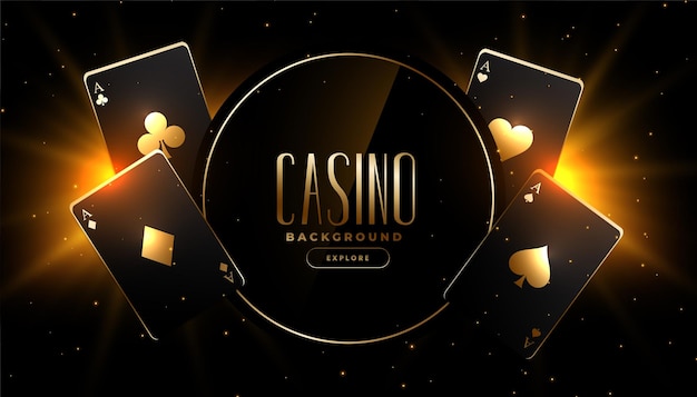 Free Vector | Glowing golden black playing cards casino banner design