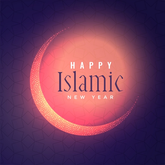 Glowing islamic new year background with shiny\
moon