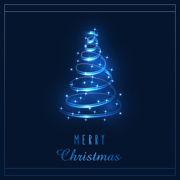 Magic Of Christmas 2022 Premium Vector | Glowing Magic Christmas Tree. Blue Twinkling Wonderful  Lights. Merry Christmas And Happy New Year 2022. Vector Illustration.