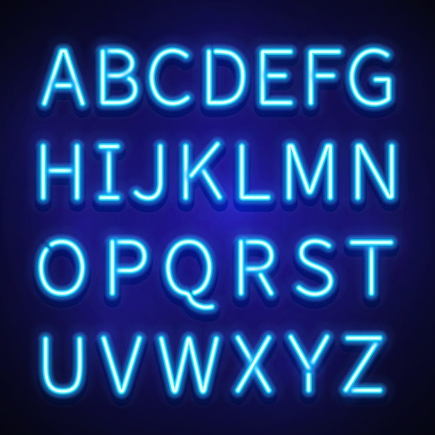 Premium Vector | Glowing neon lights signs, typeset, letters, font ...