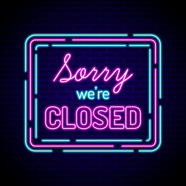 Free Vector Glowing Neon We Are Closed Sign 