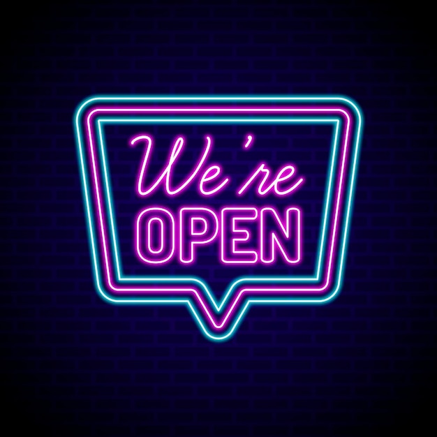 Free Vector | Glowing neon we are open sign