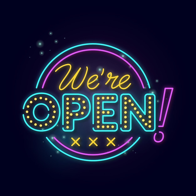 Free Vector Glowing Neon We Are Open Sign