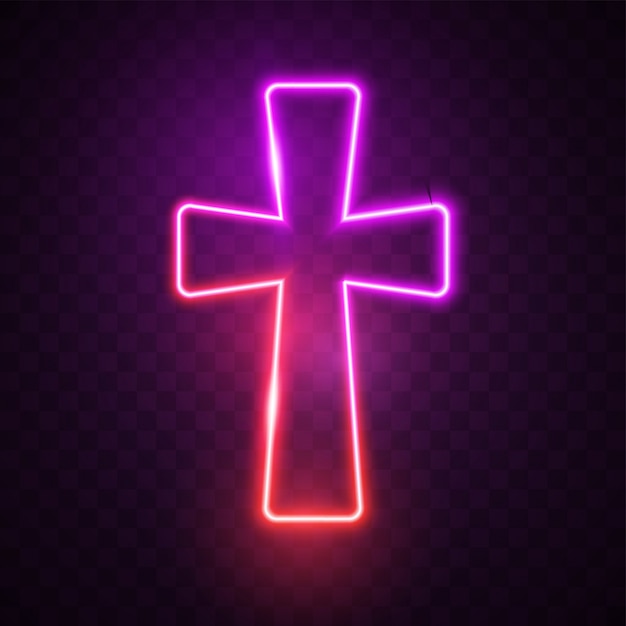 Premium Vector Glowing Purple Cross