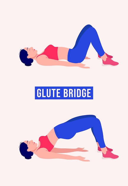 Premium Vector Glute Bridge Exercise Woman Workout Fitness Aerobic And Exercises 4111