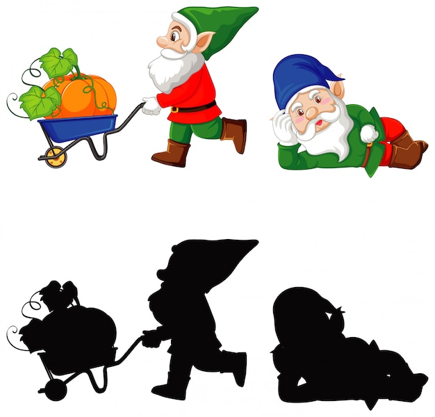Download Gnome in color and silhouette in cartoon character on ...