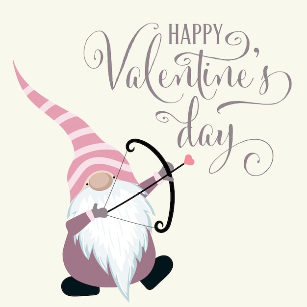 Download Gnome with cupid bow. valentine's day card Vector ...