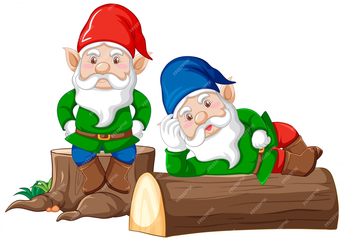 Free Vector | Gnomes and timbers cartoon style on white background