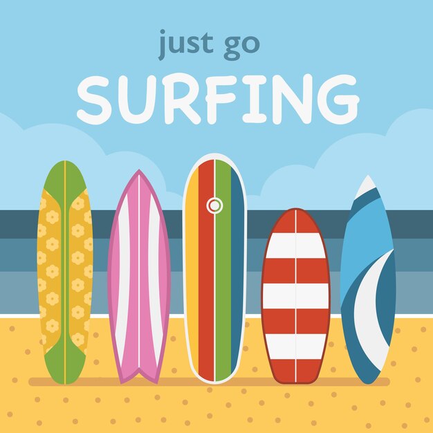 Premium Vector | Go surfing concept vector illustration. different surf ...