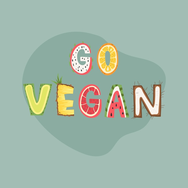 Premium Vector Go Vegan Lettering Poster Design Illustration 3392