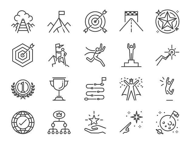 Premium Vector Goal And Achievement Icon Set