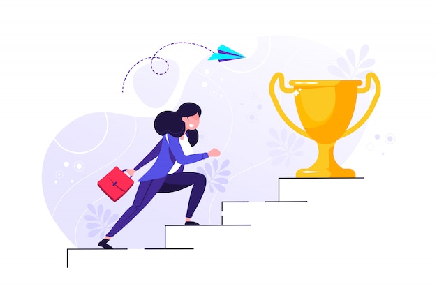 Goal on the stairs illustration Premium Vector