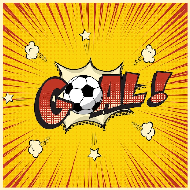 Premium Vector Goal Word With Football Ball In Comic Book Style