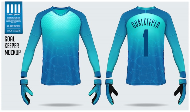 Download Goalkeeper jersey or soccer kit mockup template design. | Premium Vector