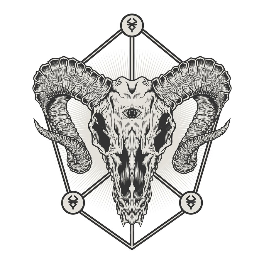 Premium Vector | Goat head skull detailed illustration design