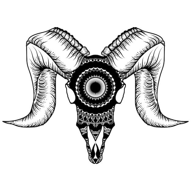 Download Goat skull with mandala | Premium Vector
